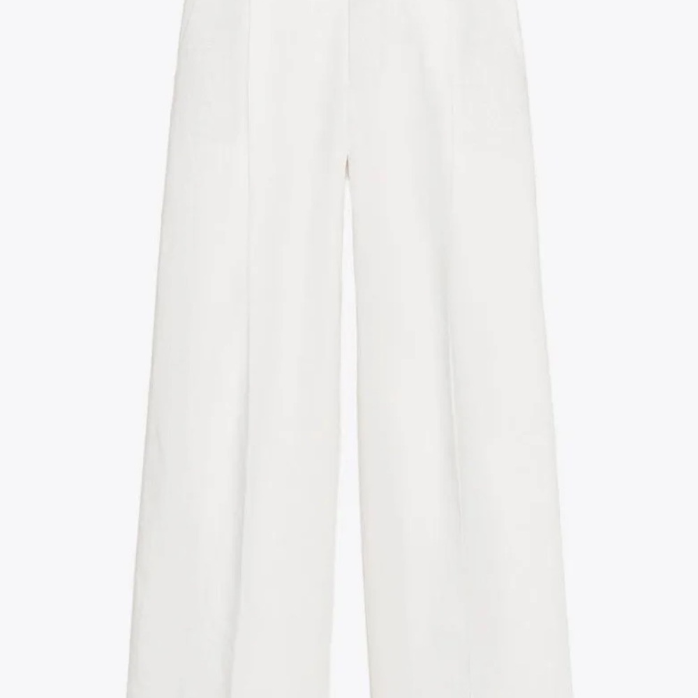 NWT Zara Crisp White Flared Pants size SMALL high waisted elegant and comfy - Picture 2 of 8